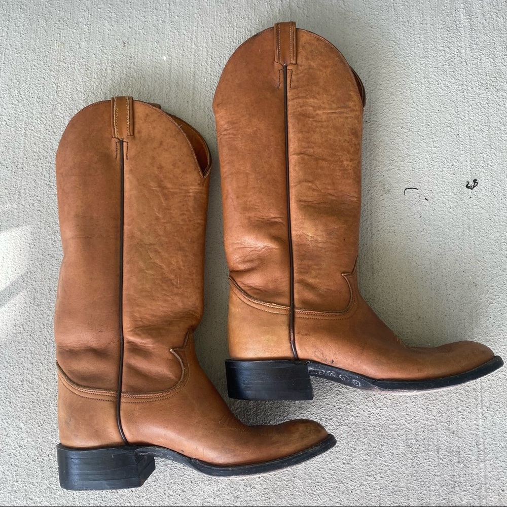 Vintage Tony Lama Men’s Brown Leather Western Cowboy Boots Size 8 D 5062 - Picture 5 of 9